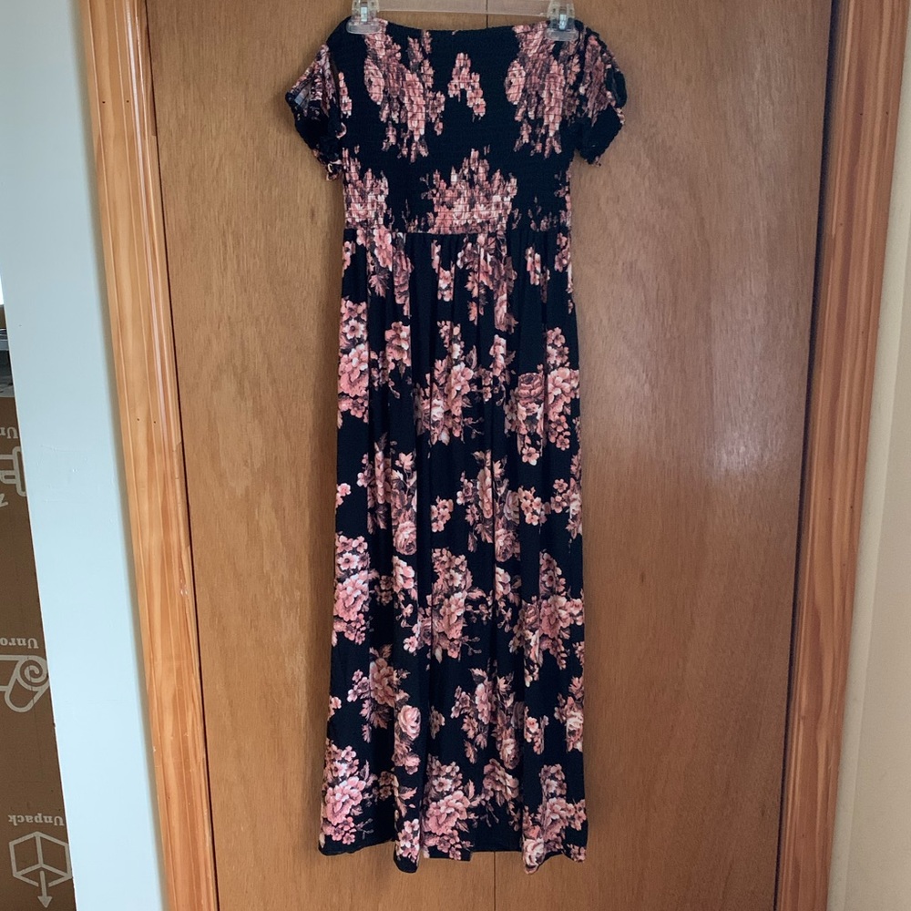 Hot Kiss Ruched Floral Maxi Dress